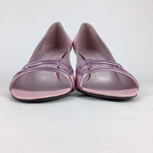 Jean Michel Cazabat Womens Pink Leather Open Toe Pumps Italian 35.5 US 5.5 - Picture 5 of 16